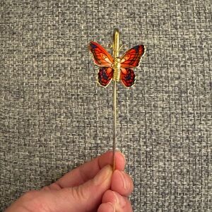 Vintage Butterfly Bookmark, Brass Stick